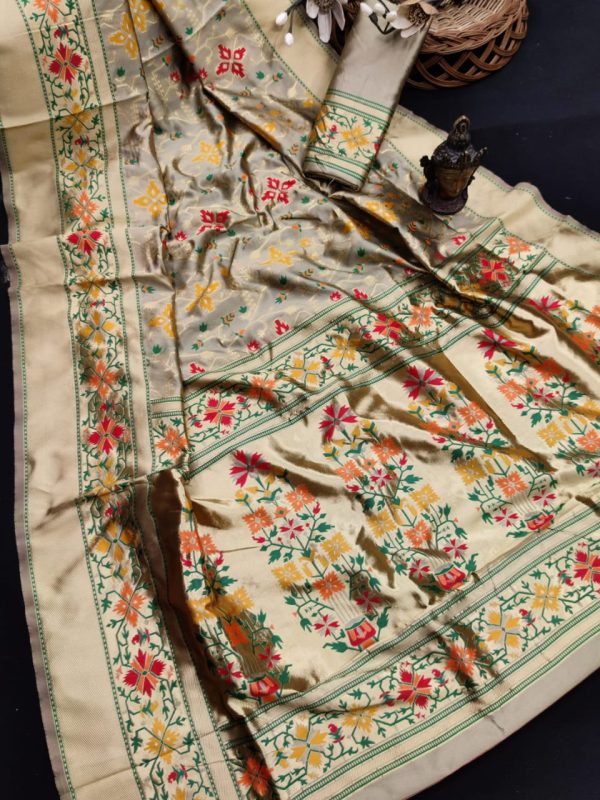 Soft Lichi Silk Saree - Image 4